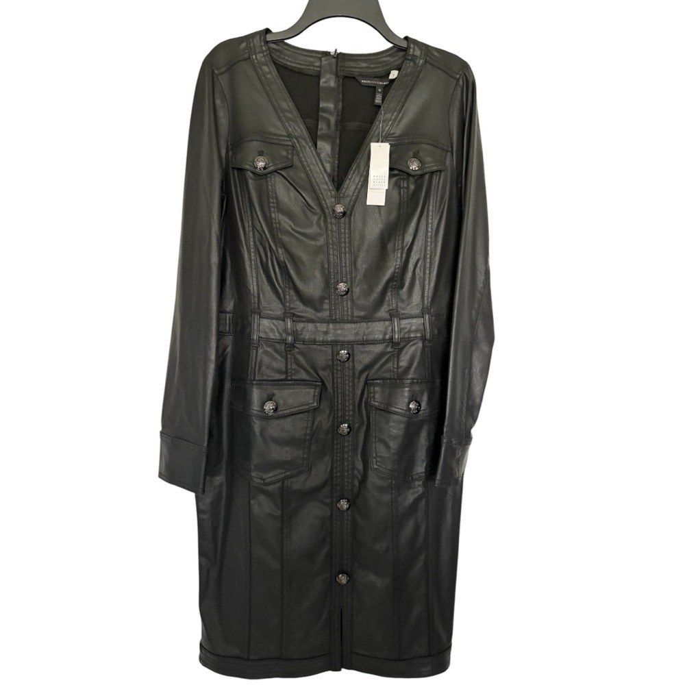 White House Black Market NWT  Dark Leather Dress